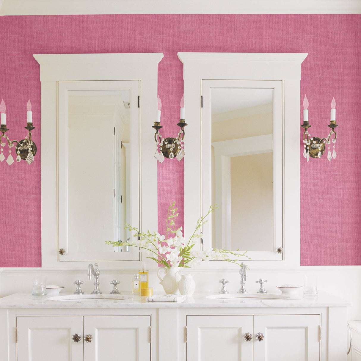 Advantage 2814-803914 Langston Pink Linen Texture Wallpaper