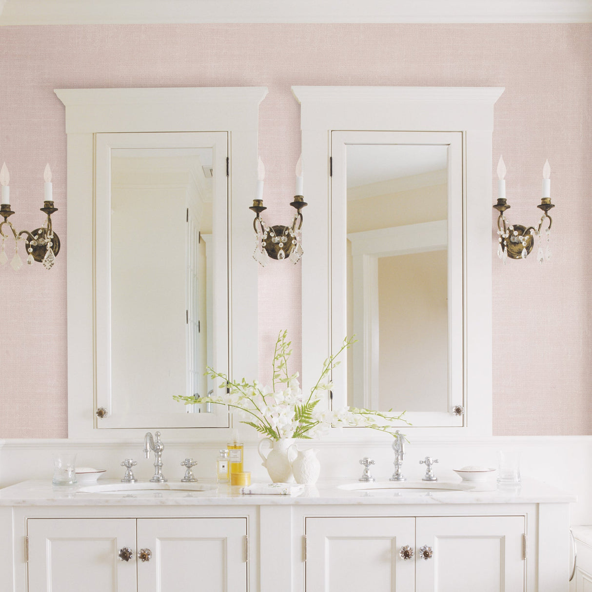 Advantage 2814-803921 Langston Light Pink Linen Texture Wallpaper
