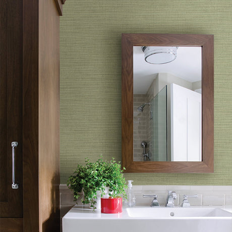 Advantage 2814-AR-40124 Zora Light Green Linen Texture Wallpaper