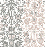 A-Street Prints 2821-25105 Lovebirds Light Pink Folk Stripe Wallpaper