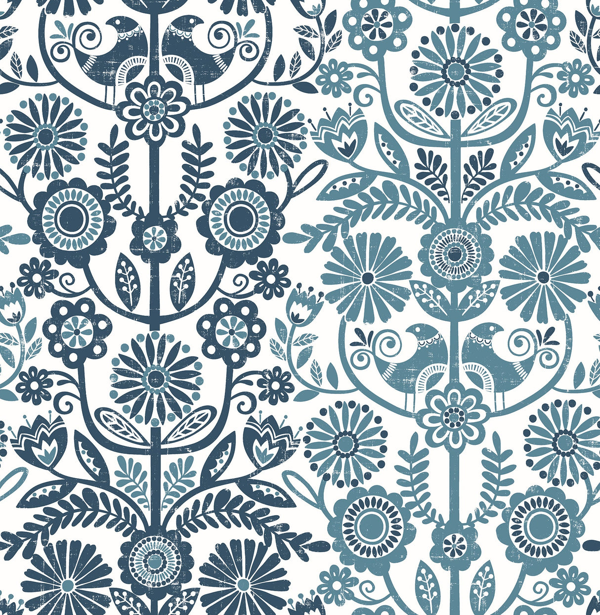 A-Street Prints 2821-25106 Lovebirds Navy Folk Stripe Wallpaper