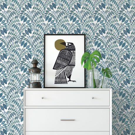 A-Street Prints 2821-25144 Fiddlehead Blue Botanical Wallpaper