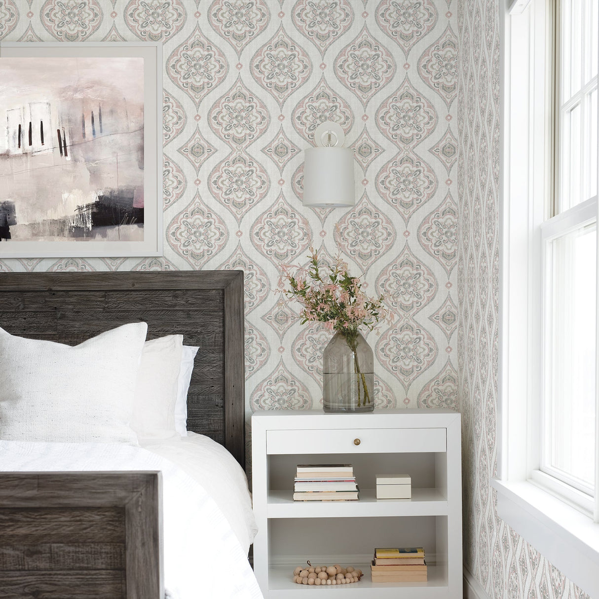 A-Street Prints 2821-25147 Adele Rose Damask Wallpaper