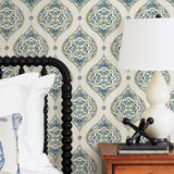 A-Street Prints 2821-25148 Adele Green Damask Wallpaper