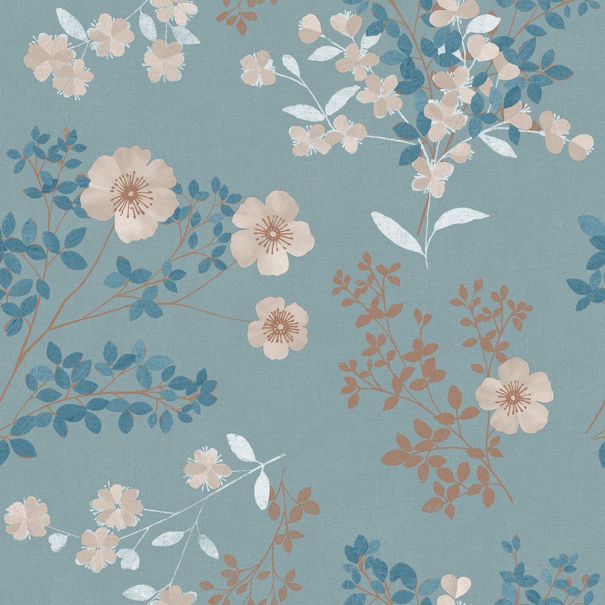 Wall Vision 2827-7232 Prairie Rose Teal Floral Wallpaper