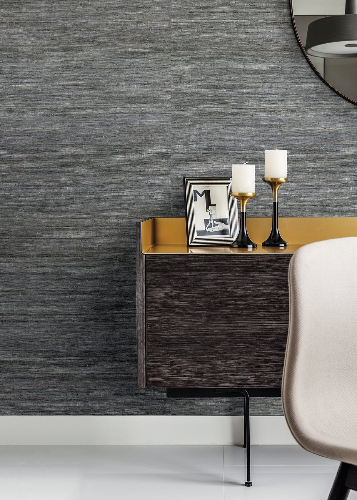 Eade’s Shandong Slate Grasscloth Wallpaper Slate