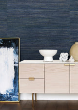 Eade’s Pattini Indigo Grasscloth Wallpaper Indigo