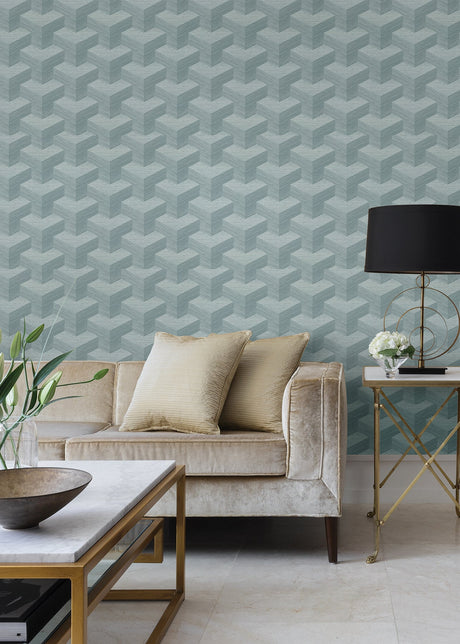 Eade’s Y Knot Turquoise Geometric Texture Wallpaper Turquois