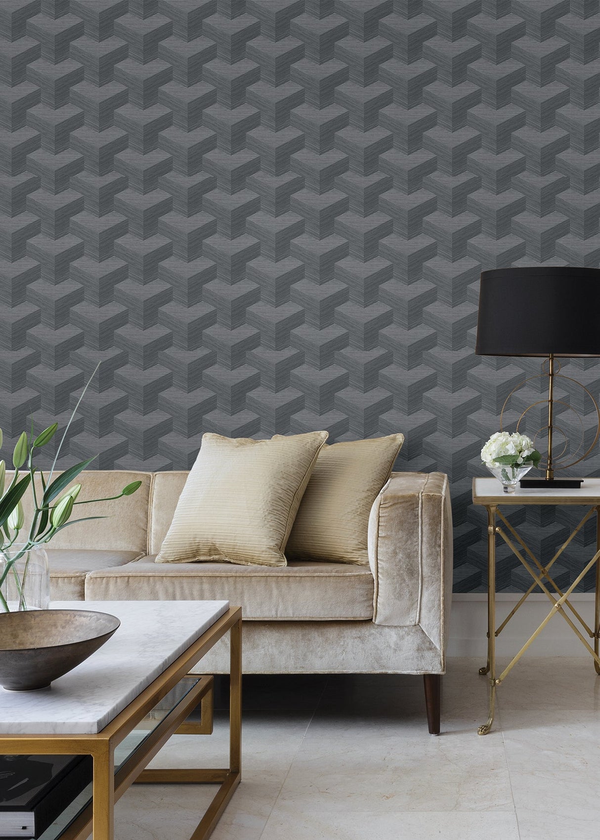 A-Street Prints 2829-82064 Y Knot Slate Geometric Texture Wallpaper