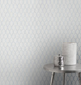 Advantage 2834-25048 Elodie Light Grey Geometric Wallpaper