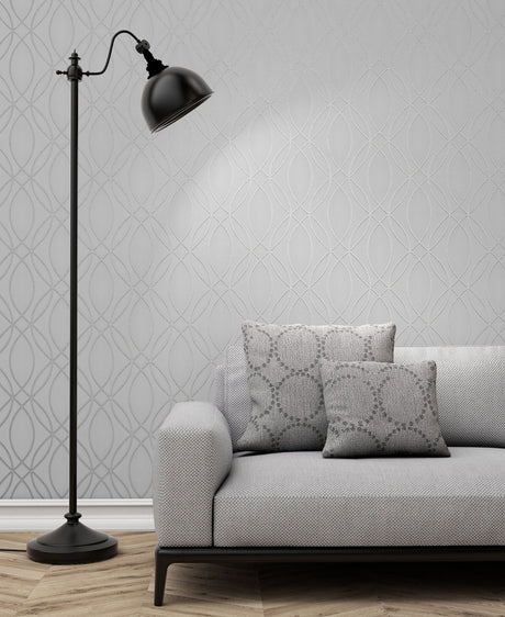 Advantage 2834-42337 Lisandro Light Grey Geometric Lattice Wallpaper