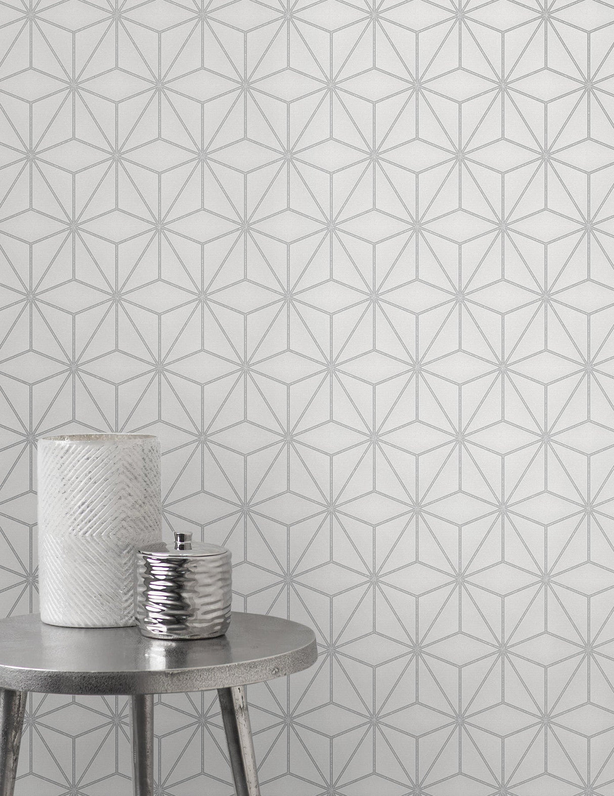 Advantage 2834-42338 Augustin Light Grey Geometric Wallpaper