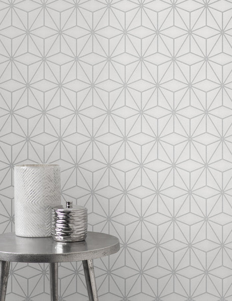 Advantage 2834-42338 Augustin Light Grey Geometric Wallpaper