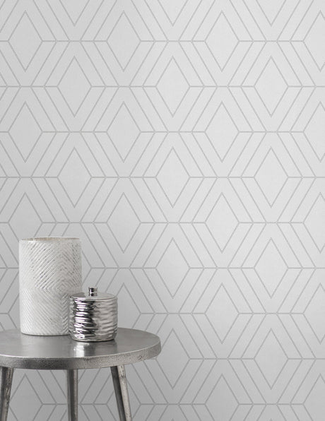 Advantage 2834-42340 Adaline Light Grey Geometric Wallpaper