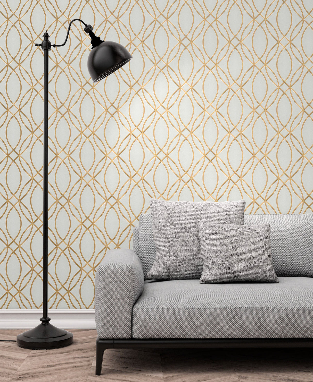 Advantage 2834-42341 Lisandro Gold Geometric Lattice Wallpaper