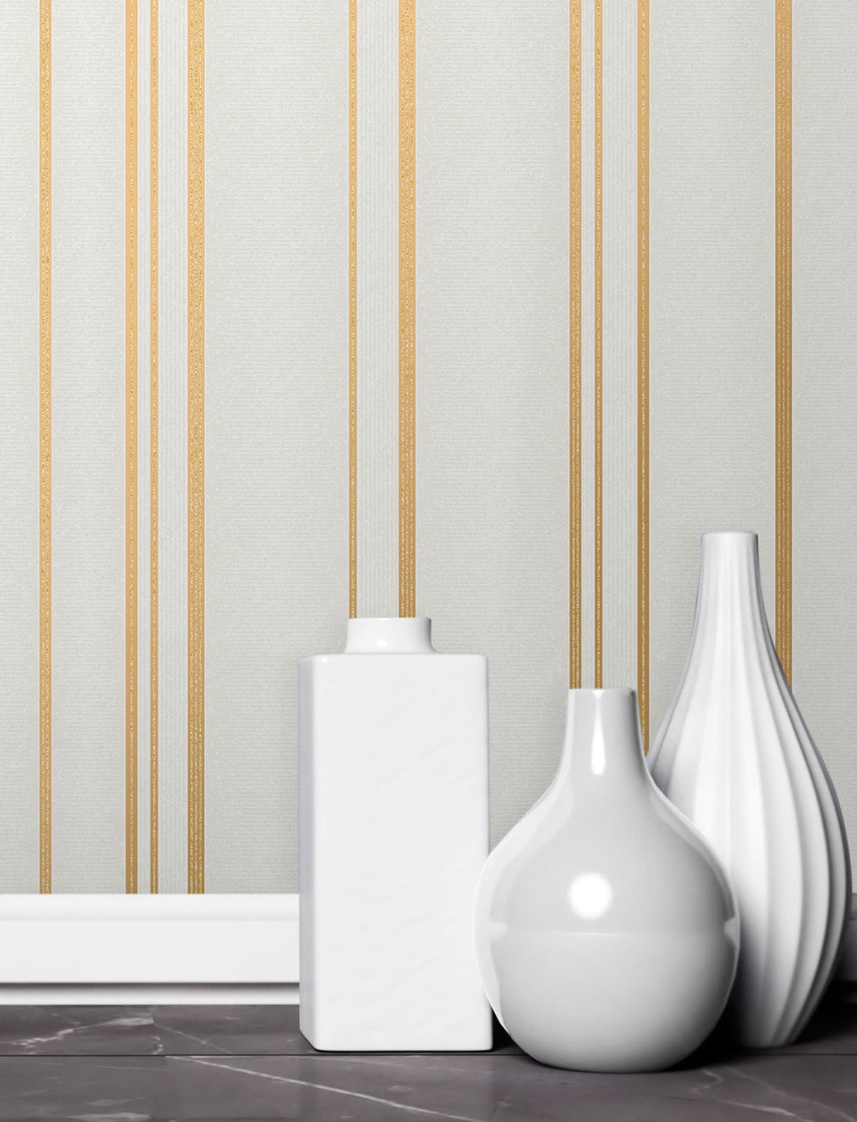 Advantage 2834-42343 Thierry Gold Stripe Wallpaper