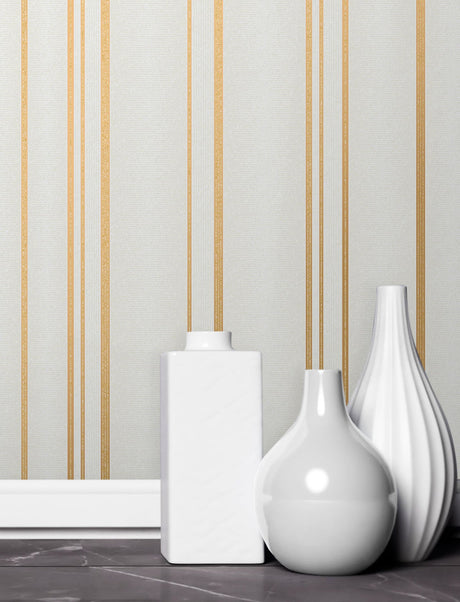 Advantage 2834-42343 Thierry Gold Stripe Wallpaper