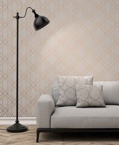 Advantage 2834-42345 Lisandro Rose Gold Geometric Lattice Wallpaper