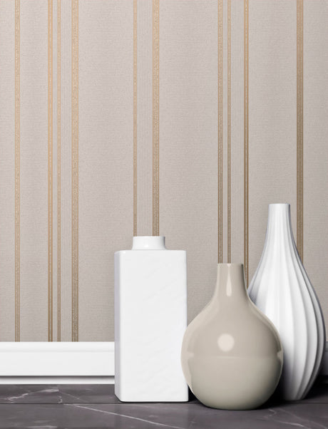 Advantage 2834-42347 Thierry Rose Gold Stripe Wallpaper