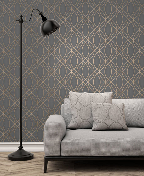 Advantage 2834-42349 Lisandro Taupe Geometric Lattice Wallpaper