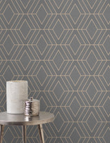 Advantage 2834-42352 Adaline Taupe Geometric Wallpaper