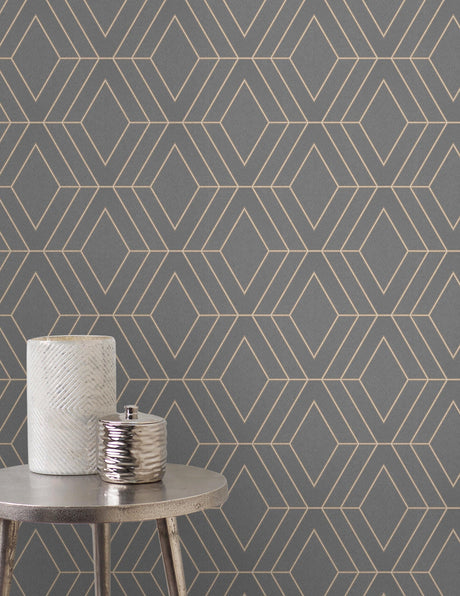 Advantage 2834-42352 Adaline Taupe Geometric Wallpaper