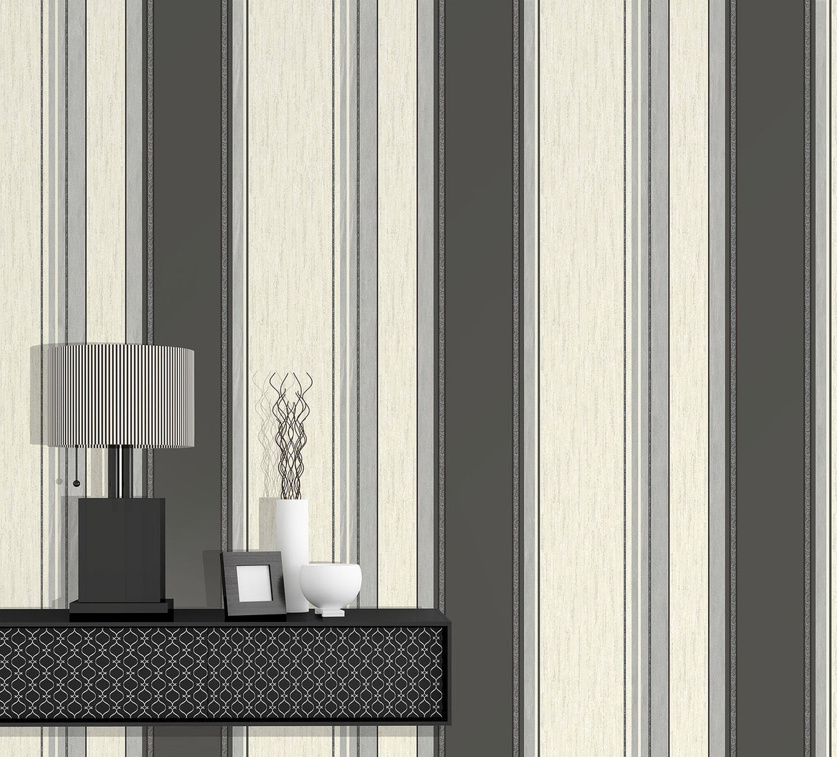 Advantage 2834-M0785 Mirabelle Black Stripe Wallpaper