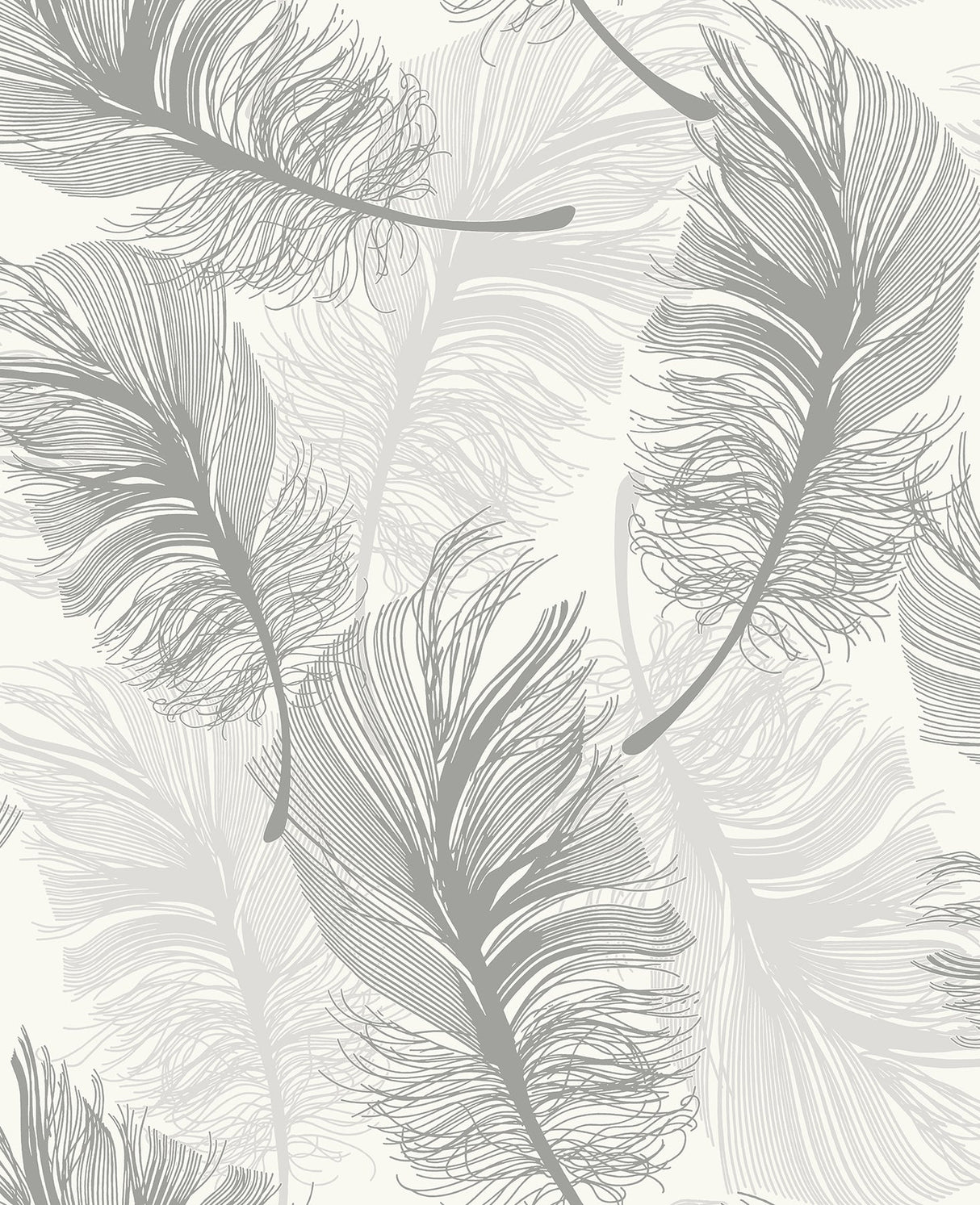 Advantage 2834-M1390 Clemente Light Grey Foil Feather Wallpaper