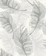 Advantage 2834-M1390 Clemente Light Grey Foil Feather Wallpaper
