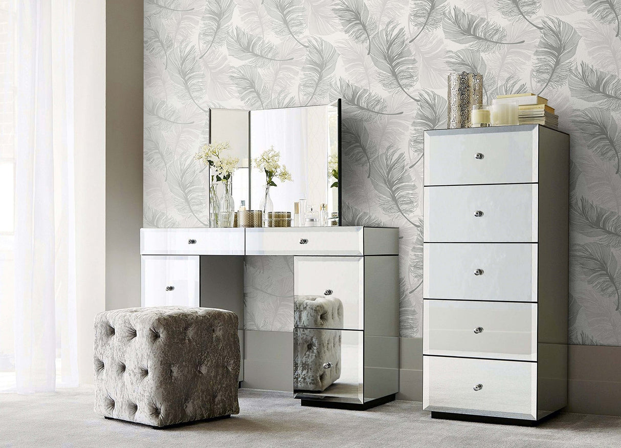 Advantage 2834-M1390 Clemente Light Grey Foil Feather Wallpaper