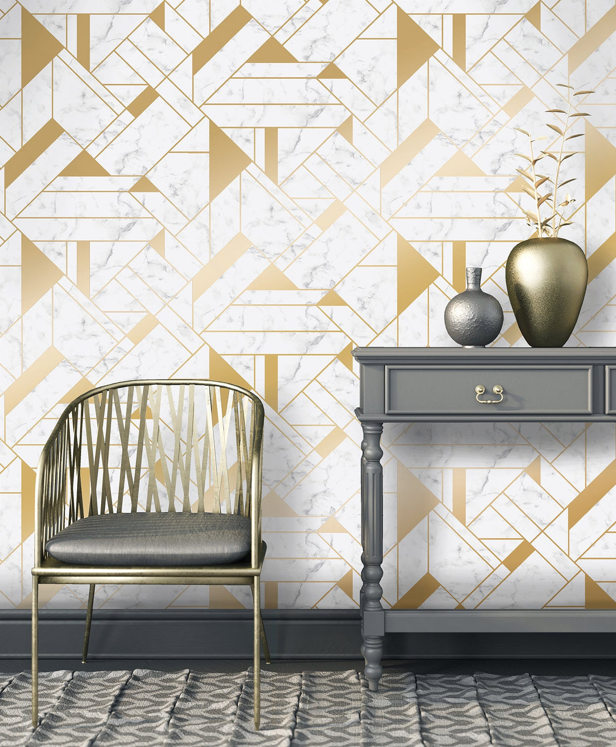 Advantage 2834-M1468 Gulliver Off-white Marble Geometric Wallpaper