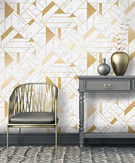 Advantage 2834-M1468 Gulliver Off-white Marble Geometric Wallpaper