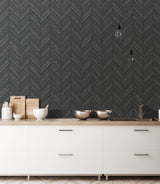 Advantage 2835-42418 Punta Mita Charcoal Chevron Wallpaper