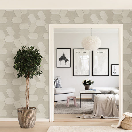 Advantage 2835-C88604 Plaza Cream Geometric Wallpaper