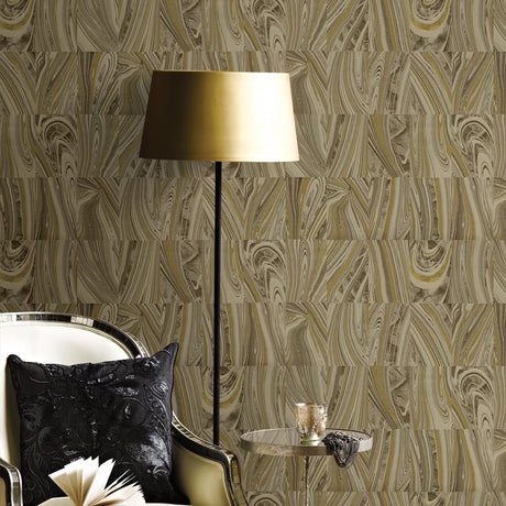 Advantage 2835-C88613 Boulders Brown Glitter Marble Wallpaper