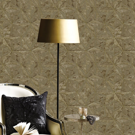 Advantage 2835-C88614 Los Cabos Brown Marble Geometric Wallpaper