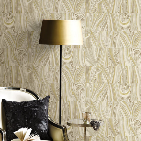 Advantage 2835-C88617 Boulders Champagne Glitter Marble Wallpaper