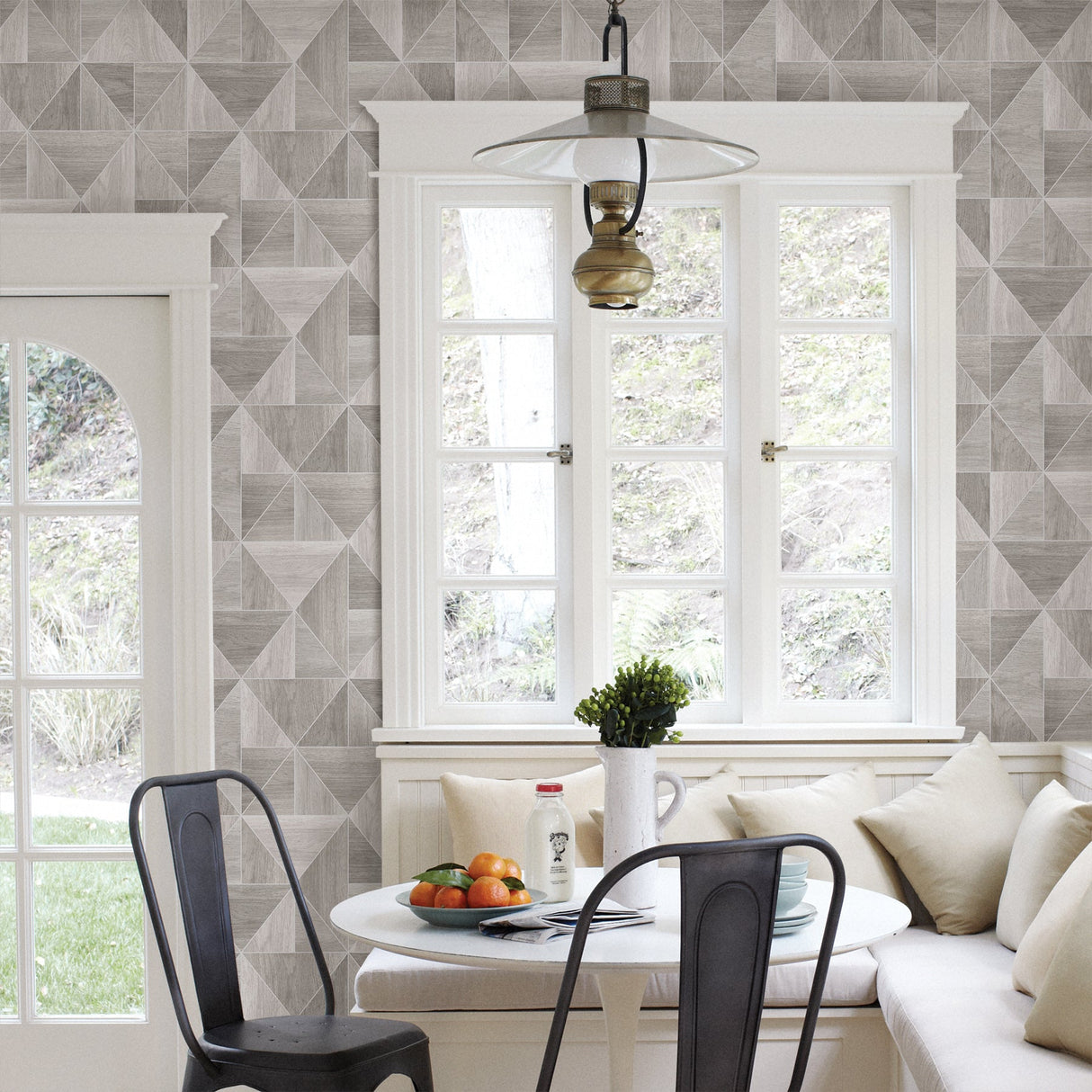 Advantage 2836-24960 Corin Light Grey Wood Geometric Wallpaper