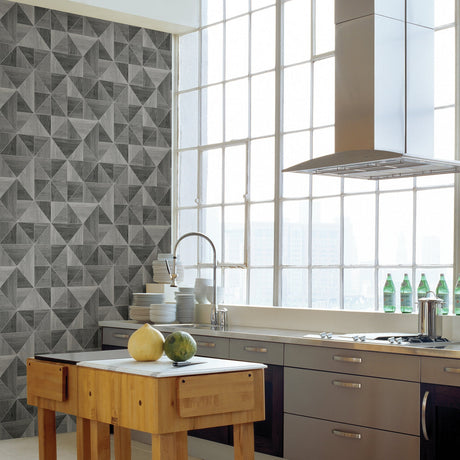 Advantage 2836-24963 Corin Grey Wood Geometric Wallpaper