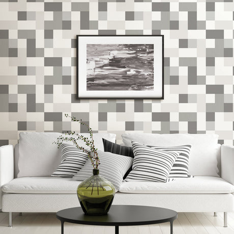 Advantage 2836-24998 Laurence Grey Geometric Wallpaper