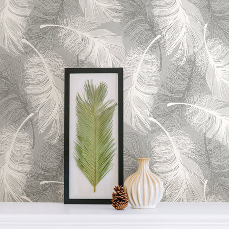 Advantage 2836-M0923 Alonso Grey Plume Wallpaper