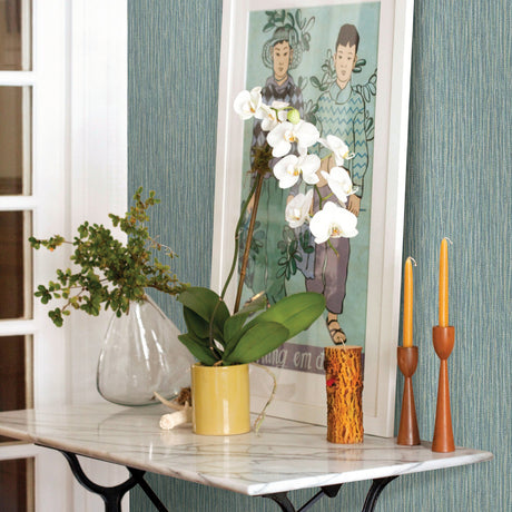 A-Street Prints 2861-25420 Raffia Aqua Faux Grasscloth Wallpaper