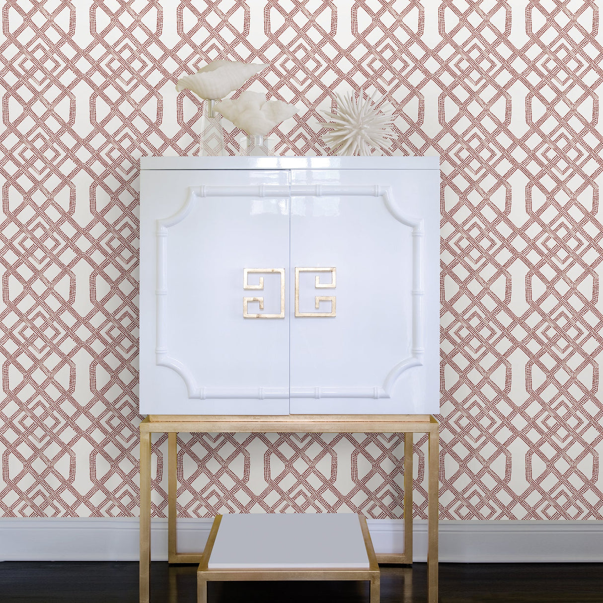 A-Street Prints 2861-25705 Traverse Red Trellis Wallpaper