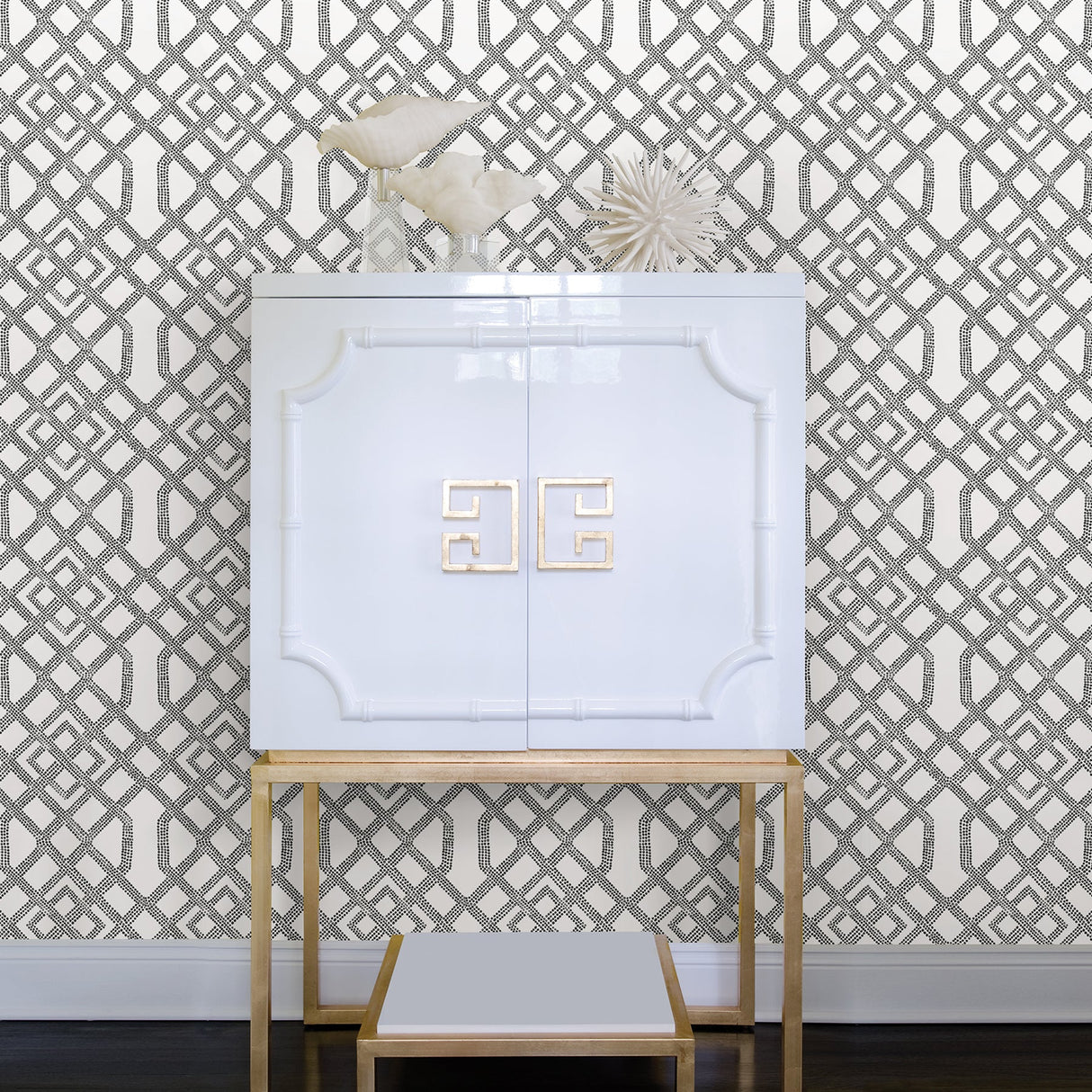 A-Street Prints 2861-25706 Traverse Black Trellis Wallpaper