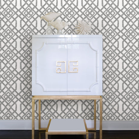 A-Street Prints 2861-25706 Traverse Black Trellis Wallpaper