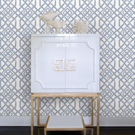 A-Street Prints 2861-25708 Traverse Blue Trellis Wallpaper