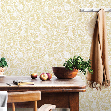 A-Street Prints 2861-25727 Revival Mustard Fauna Wallpaper