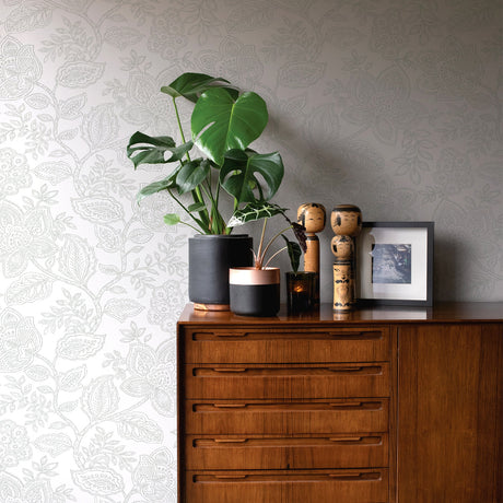 A-Street Prints 2861-25733 Larkin Grey Floral Wallpaper