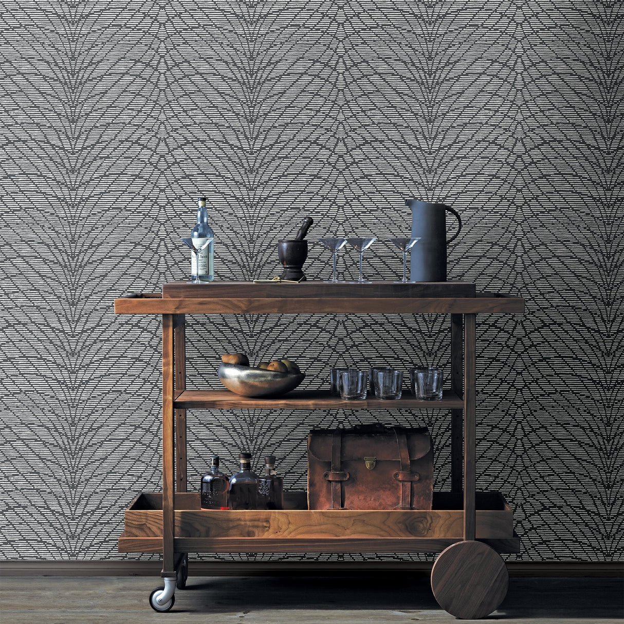 A-Street Prints 2861-25747 Aperion Dark Brown Chevron Wallpaper