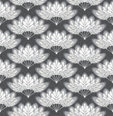 A-Street Prints 2861-25756 Lotus Charcoal Floral Fans Wallpaper